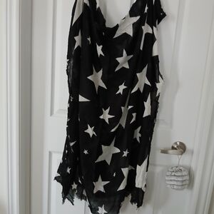 Zara Black and White Star Print Scarf NEW